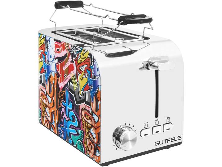 GUTFELS Toaster TOAST 3010 G , bunt (graffitti, style), B:16,5cm H:18,8cm T:28,7cm, Toaster, 2-Scheiben-Toaster, 850 Watt, Graffitti-Style, Toaster