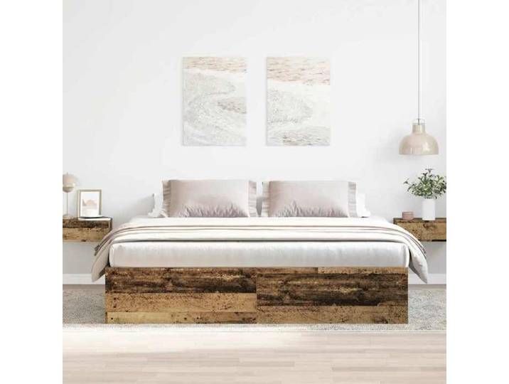 Cadre de lit sans matelas vieux bois 200x200 cm bois ingénierie - Cadre durable - design élégant(15001)