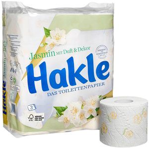 Hakle Toilettenpapier Jasmin mit Duft & Dekor, 3-lagig, Tissue, 150 Blatt, 24 Rollen