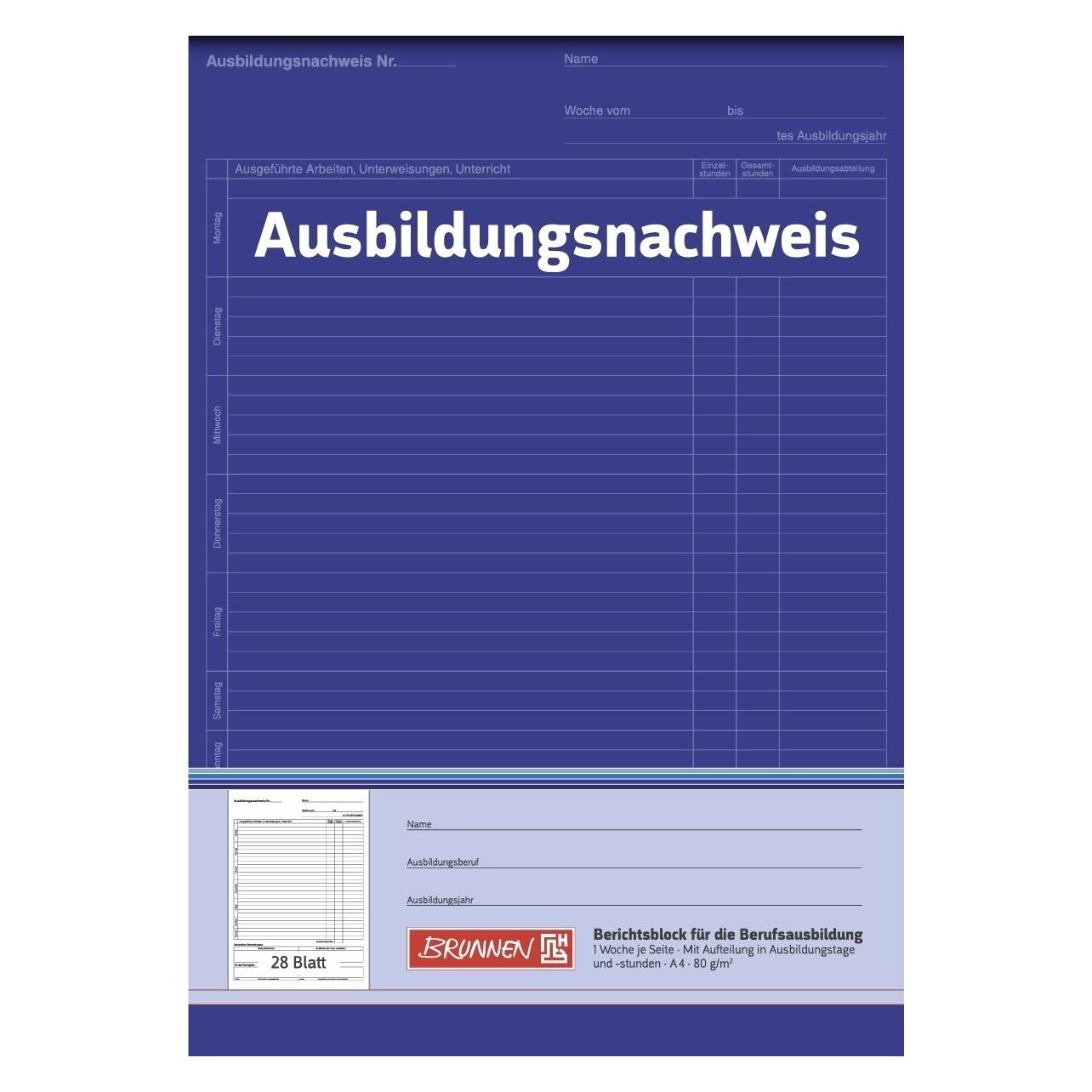 Brunnen Ausbildungsnachweis, tägliche Eintragungen Formularbuch (1042572)