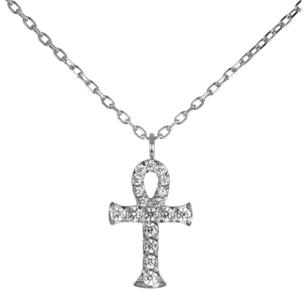 Jacques Lemans Halskette Edelstahl Kreuz mit Zirkonia