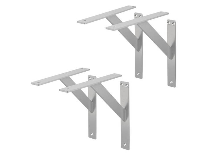 Ml-Design Regalträger 2er Set, Silberfarben, Metall, 24x24x3 cm, Wohnzimmer, Regale, Wandregale