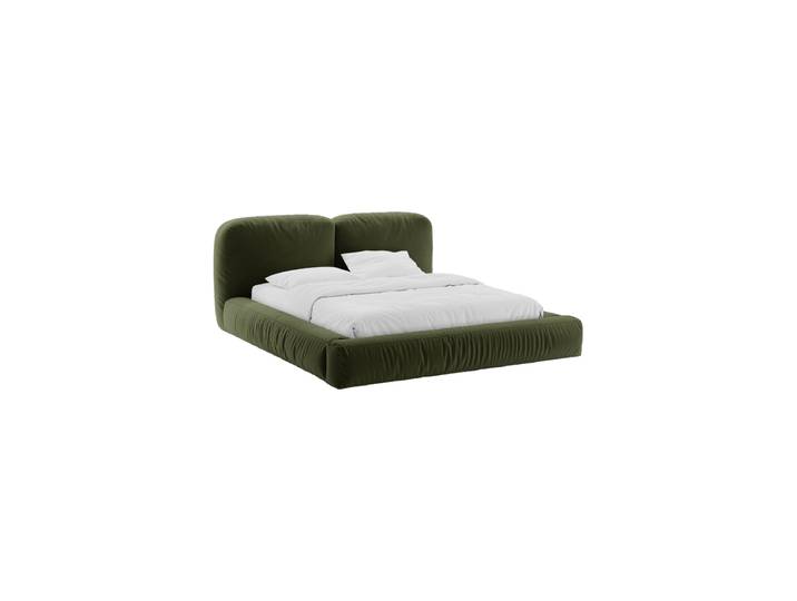 Design Polsterbett „Martina“ mit Ablagefach, Samt Grün Micadoni
