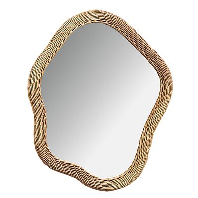 Wandspiegel LOCKER "Spiegel LUCA", braun, B:54cm H:66cm T:3cm, Geflecht Weide, Glas, Spiegel, Wandspiegel