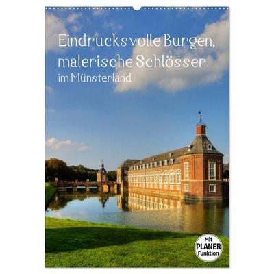 Eindrucksvolle Burgen, malerische Schlösser im Münsterland (Wandkalender 2026 DIN A2 hoch), CALVENDO Monatskalender