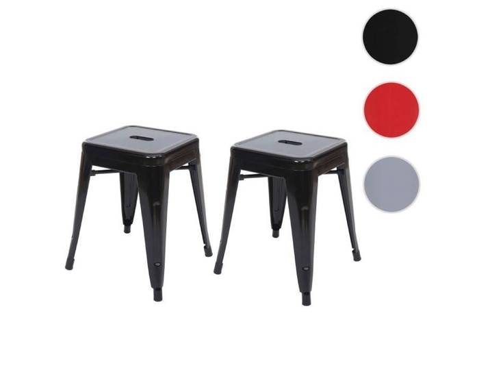 2x tabouret HWC-A73 tabouret en métal design industriel empilable ~ noir