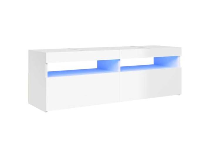 vidaXL TV Schrank mit LED-Leuchten Lowboard Fernsehschrank Fernsehtisch Sideboard HiFi-Schrank TV Möbel Tisch Board Hochglanz-Weiß 120x35x40cm