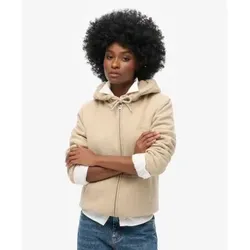 Superdry für Damen. W2012323A Graues Kapuzensweatshirt mit Reißverschluss ?Borg Lined? (S), Lässig, Baumwolle