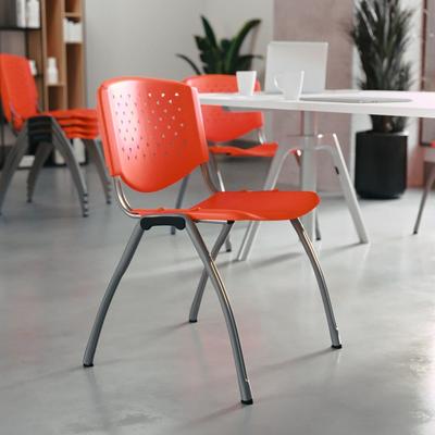 Flash Furniture 880 lb. Capacity Plastic Stack Chair with Powder Coated Frame