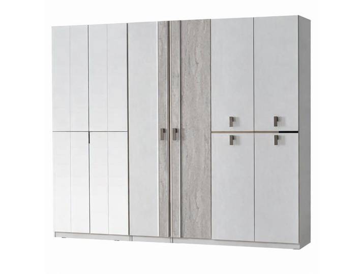 JVmoebel Kleiderschrank Weiß-Beiger Kleiderschrank Luxuriöser Holzschrank Stauraumschrank (1-St) Made in Europa