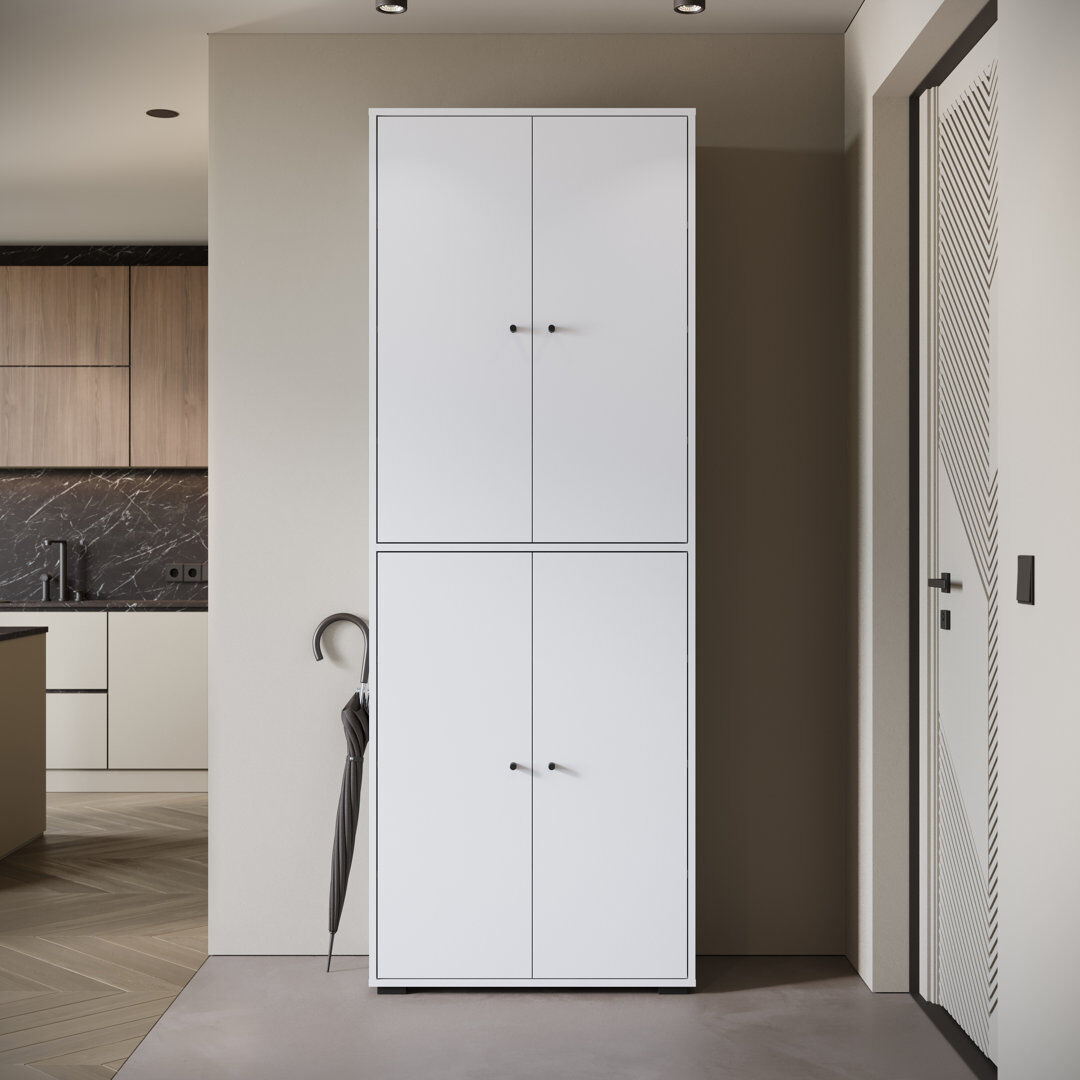 17 Stories Temia Laminate Wardrobe White 190cm H X 70cm W X 33cm D