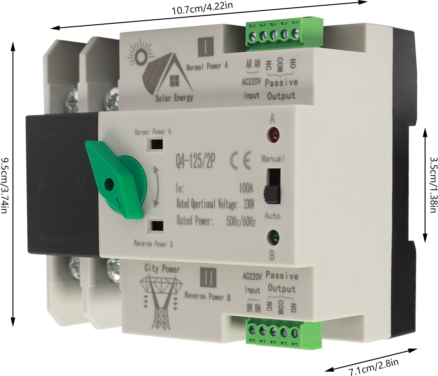 Easybuy Automatische wisselschakelaar 2P 100A AC 230V met dubbele voeding