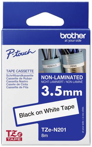 Brother TZe TZe-N201 Bandfarbe: Weiß Schriftfarbe:Schwarz 3.5 mm 8 m