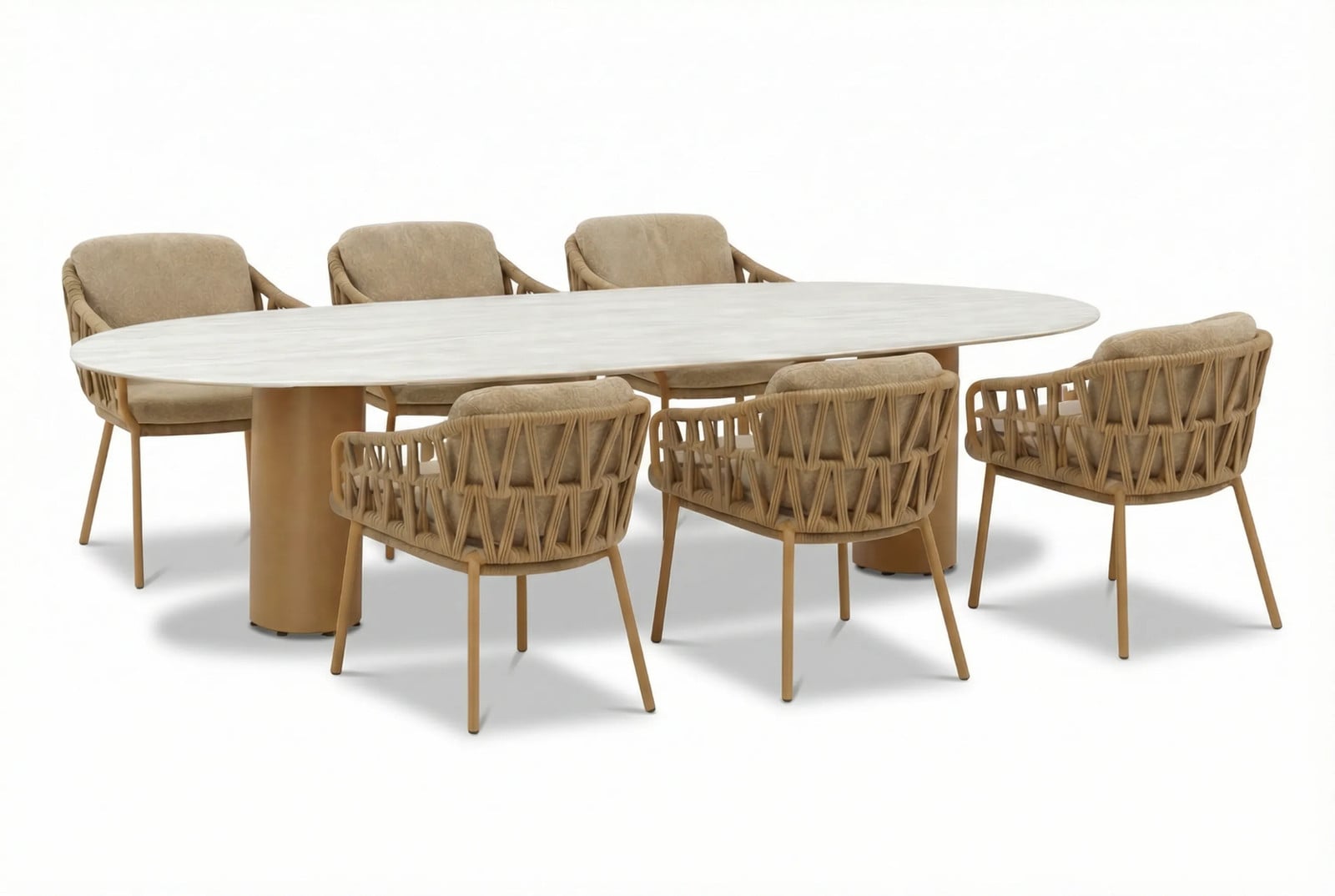 4 Seasons Outdoor Biarritz/Colorado Eetset voor 6 personen, Aluminium, Wit/Oranje, B/D: 240 x 105 cm