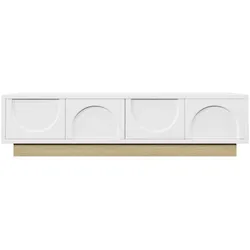 MODFU TV-Schrank aus MDF, Weiß/Holzoptik, 175 x 40 x 41,5 cm, Push-to-Open