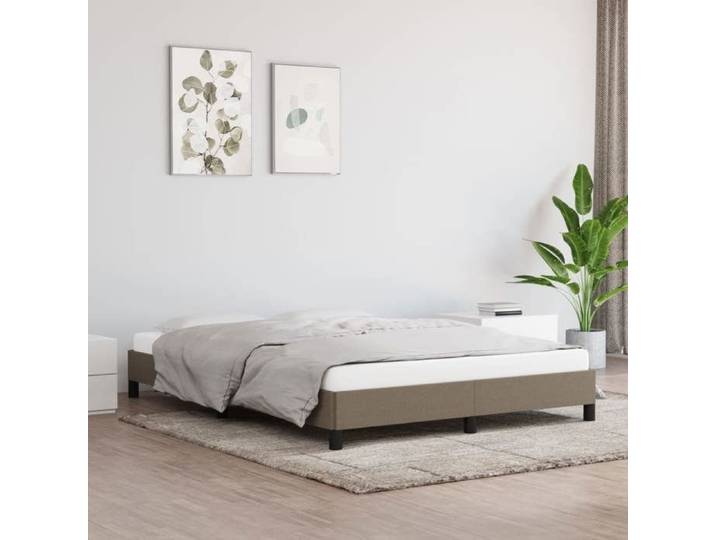 CHIC Lit adulte 2 places - 140x190 cm Structure/Cadre de lit taupe 140x190 cm tissu #Sara90924