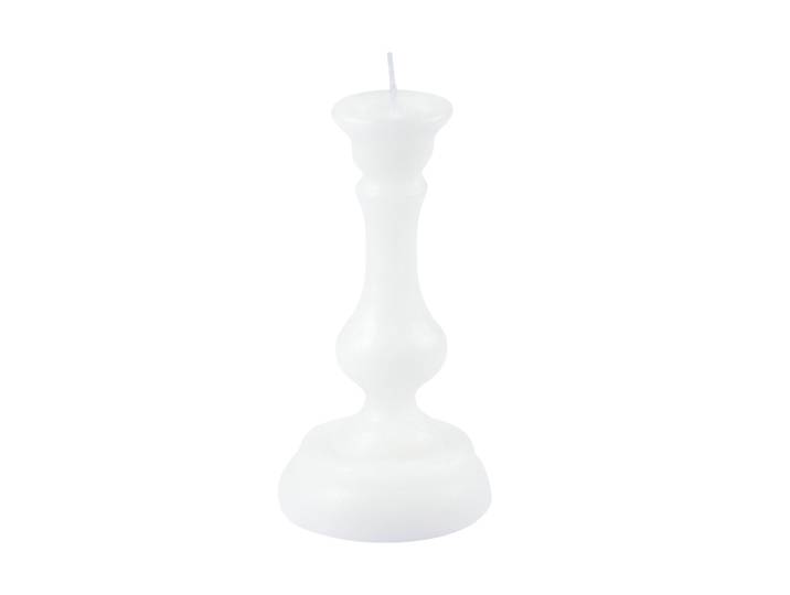 Deko Kerze in Kerzenhalter-Form, Stimmungskerze mit Docht, weiss, 7,2 x 7,2 x 12,6 cm