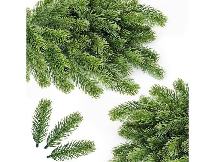 Künstliche Tannenzweige 50 Stück 10 cm, Grün, Kunststoff, 10 cm, Dekoration, Blumen & Blumentöpfe, Kunstpflanzen