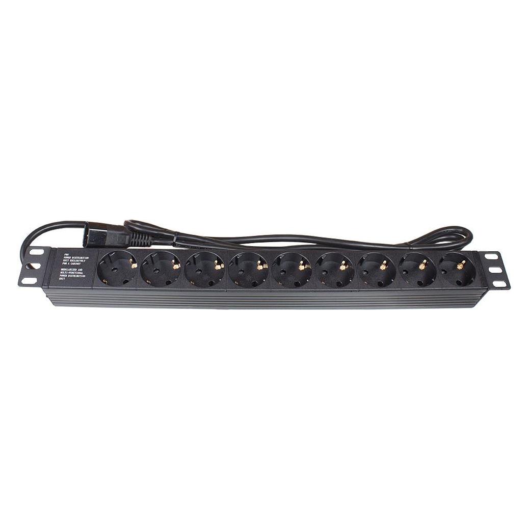 Good Connections 19" Steckdosenleiste, 1HE, Kaltgeräte-Stecker C14 an 9x Schutzkontakt-Buchse (GC-N0107)