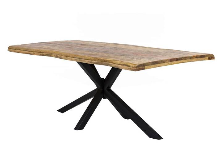 Esstisch 'Vanaja' 200x100 cm, Mango/Antikschwarz Massivholz, Metall Mango Modern