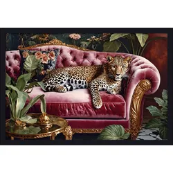 Gerahmtes Bild BIG CAT COUCH (BHT 120x80x2 cm) - bunt - BHT 120x80x2 cm
