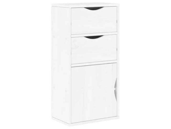 Helloshop26 Seitenschrank aus massivem Kiefernholz, 40 x 24 x 79 cm, großer Stauraum, rustikaler Stil, aus Holz, weiß, 02_0058045