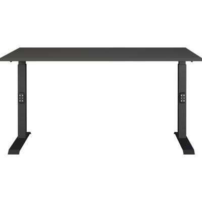 Schreibtisch GERMANIA "Lemont", grau (graphit, schwarz, graphit), B:140cm H:68cm T:80cm, Tische, Schreibtisch, Mechanisch höhenverstellbarer Schreibtisch
