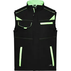 James & Nicholson Unisex Workwear Sommer Softshell Gilet Color Weste JN852 black/lime green L