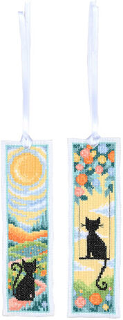 Lesezeichen "Schwarze Katze Silhouette", 2er-Set