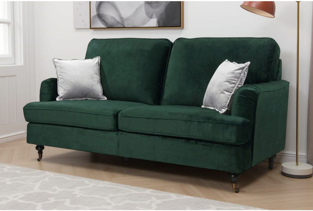 Hashtag Home Marcantonio 2 Seater Velvet Sofa Green 3