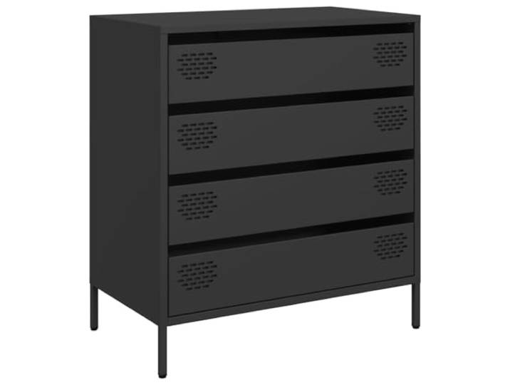 GHVBNMF Sideboard Schwarz 68x39x73,5 cm Metallkommode 4 Schubladen Stabiler Beistellschrank aus kaltgewalztem Stahl mit Metallfüßen für Wohnzimmer und Flur, pflegeleicht und langlebig.