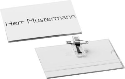 Schäfer Shop Select Namensschilder mit Kombiklemme, 4 5x 75 mm, 25 Stück