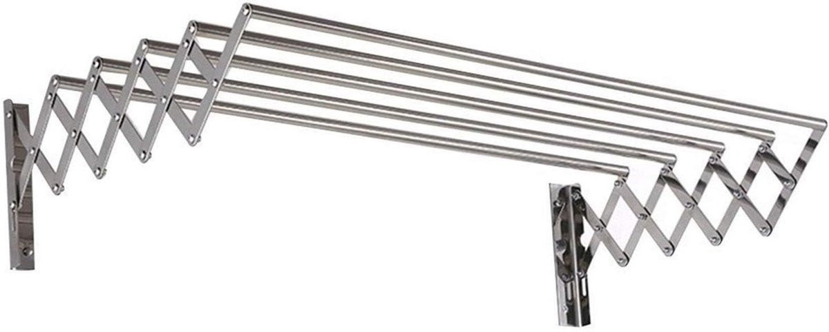 Uitschuibaar Wanddroogrek in Zilver - 40 cm