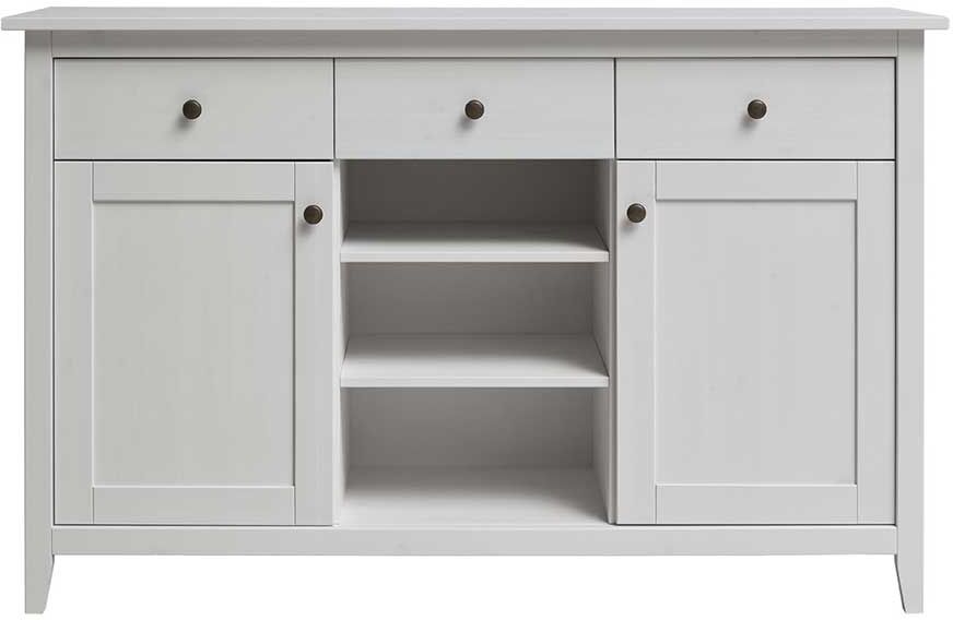 Pharao24.de Landhaus Sideboard aus Kiefer Massivholz Weiß