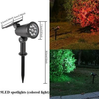Uplift Essentials Solar Garden Spotlight Outdoor Waterproof 9 LED rgb