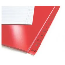 OTTO Office Kunststoffregister A-Z A4 einfarbige Taben rot, 22.5x29.7 cm