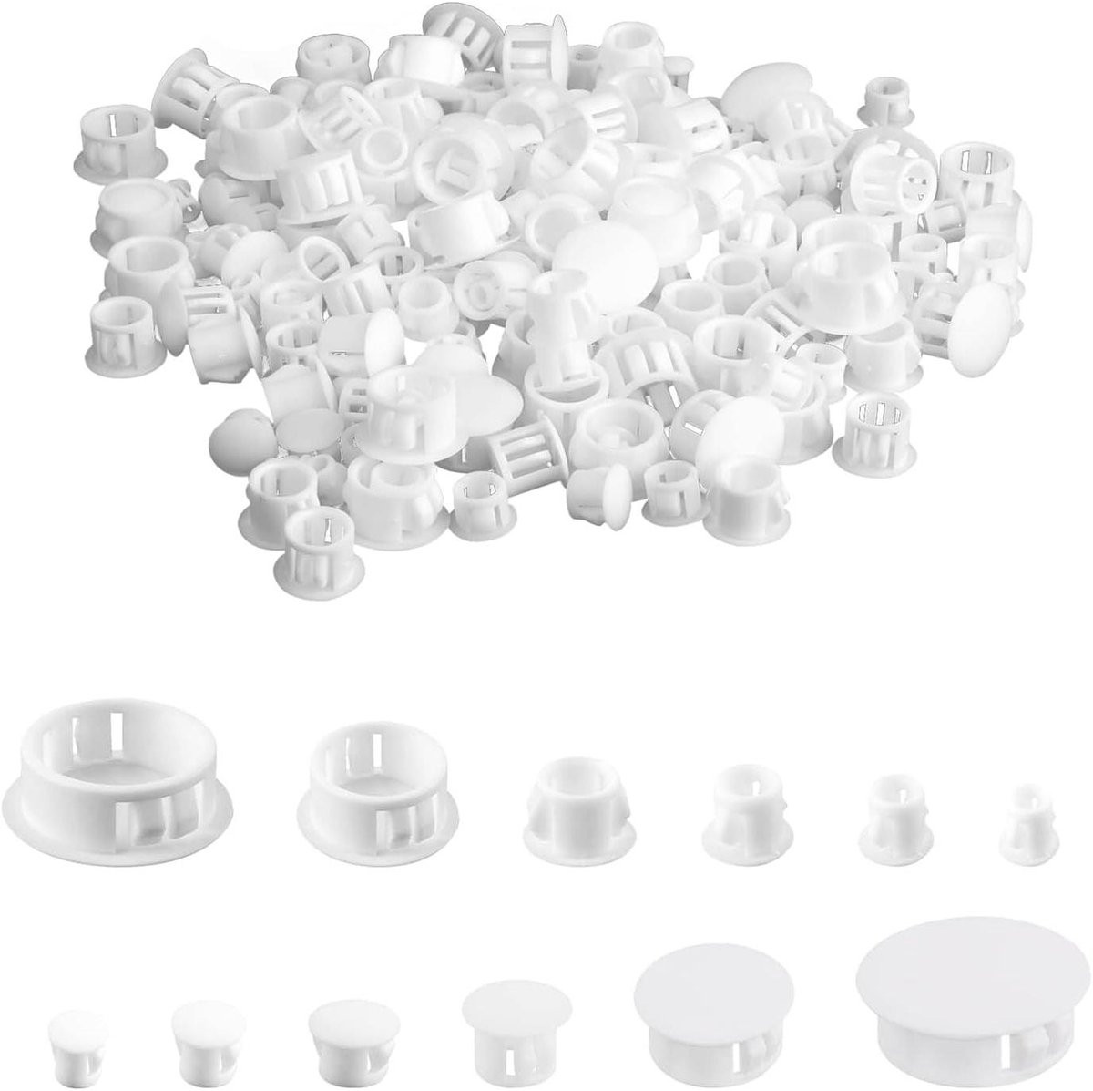 Gatpluggen Set Wit - 150 Stuks Afdekkappen Plastic in 6 Verschillende Maten voor het Afwerken van Meubels
