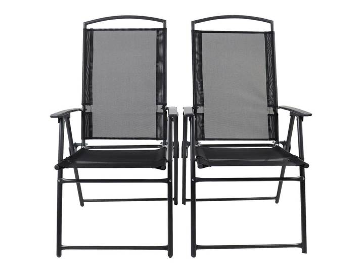 Gardenson Gartenklappstuhl-Set, Anthrazit, Metall, Textil, A-Form, klappbar, abwischbar, Gartenmöbel, Gartenstühle, Gartenklappstuhl