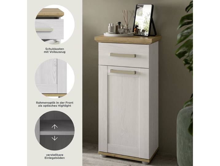 Meuble sous-vasque Verona 39 x 85 x 34cm Blanc/Bois