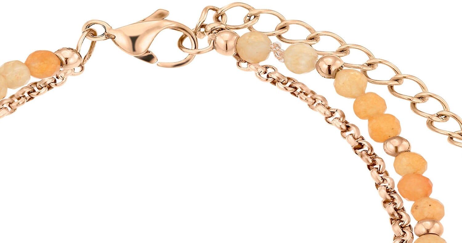 Armband S.OLIVER "2037979", orange (roségoldfarben, apricot, apricot), Armbänder, Damen, 20cm, Edelstahl, Armband, mit Aventurin roségoldfarben, apricot, apricot 20cm, Edelstahl