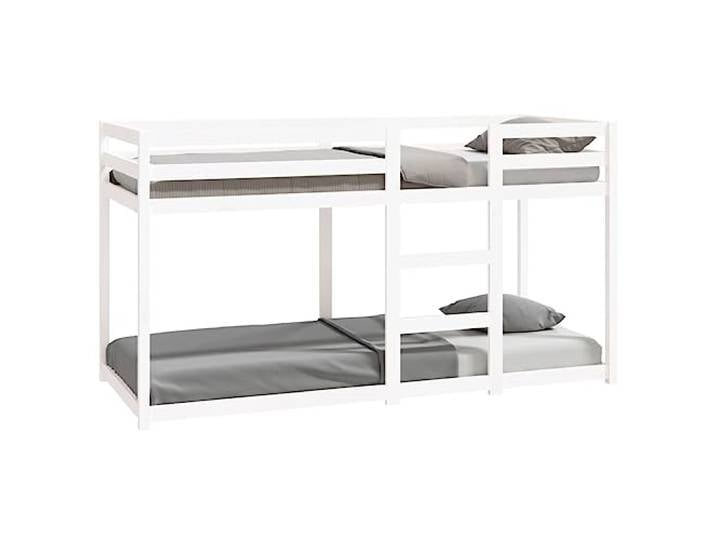 vidaXL Etagenbett, Stockbett für begrenzte Platzverhältnisse, Hochbett mit Leitplanken, Bett Bettgestell Bettrahmen, Weiß 80x200cm Massivholz Kiefer