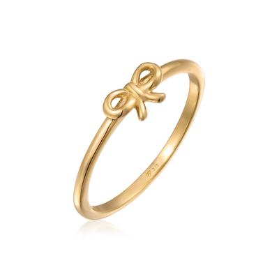 Silberring ELLI PREMIUM "Ring Schleife Romantik Süß 375 Gelbgold" Gr. 56, gold, Fingerringe, Damen, 56, Gelbgold 375, Silberring
