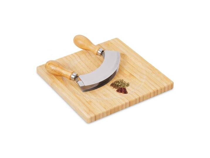 Relaxdays Zweischneidiges Wiegemesser mit Brett