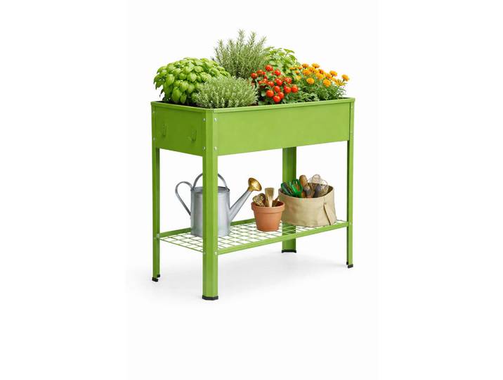 Hochbeet, Grün, Metall, 44 l, 80x80x35 cm, Gartenzubehör, Hochbeet