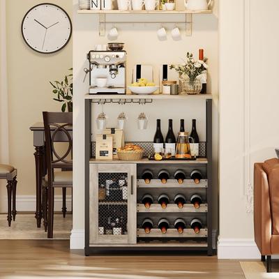 Garvee 3-Tier Wine Bar Cabinet with LED & Detachable Wine Rack