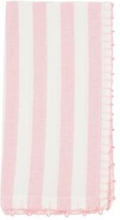 Saro Lifestyle Lively Pompom Border Striped Napkin (Set of 4)