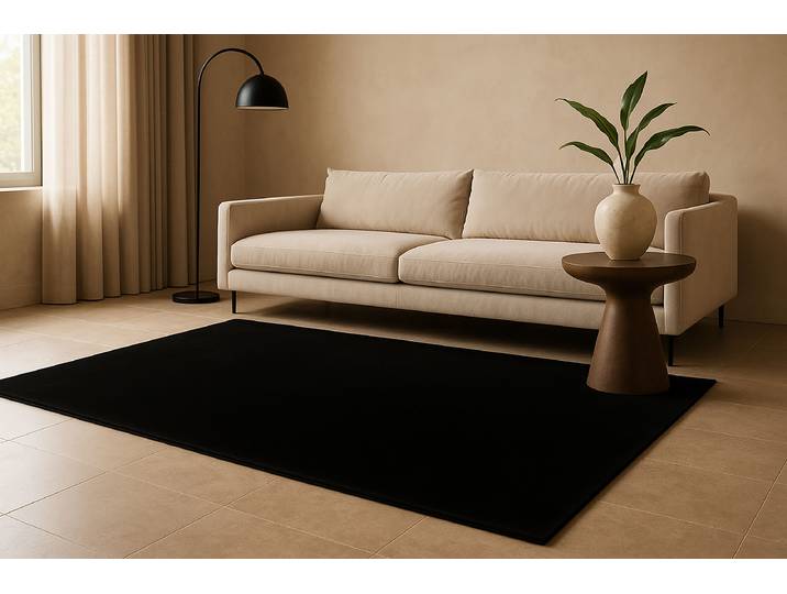 Tapis à poils courts Surfacer 225 Noir/Noir 80 x 150cm Polyester