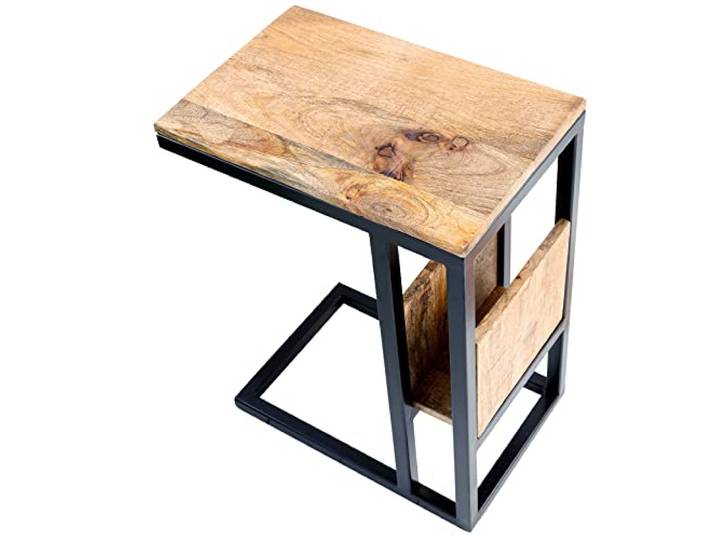 riess-ambiente.de Industrial Laptoptisch Concierge 45cm Mangoholz Beistelltisch mit Ablagefläche