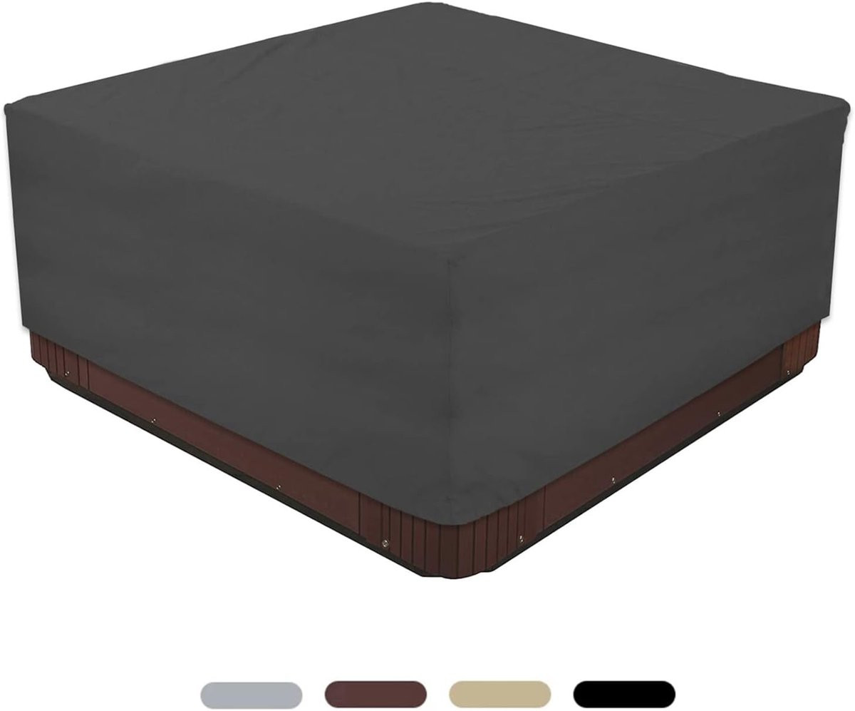 Waterdichte Vierkante Hoes voor Hottub en Spa - UV-Bestendig en Tuinmeubilair Beschermhoes (Zwart)