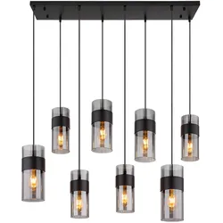 Hängelampe Esszimmerlampe Pendelleuchte Deckenleuchte Glas Rauchfarbe 8-Flammig